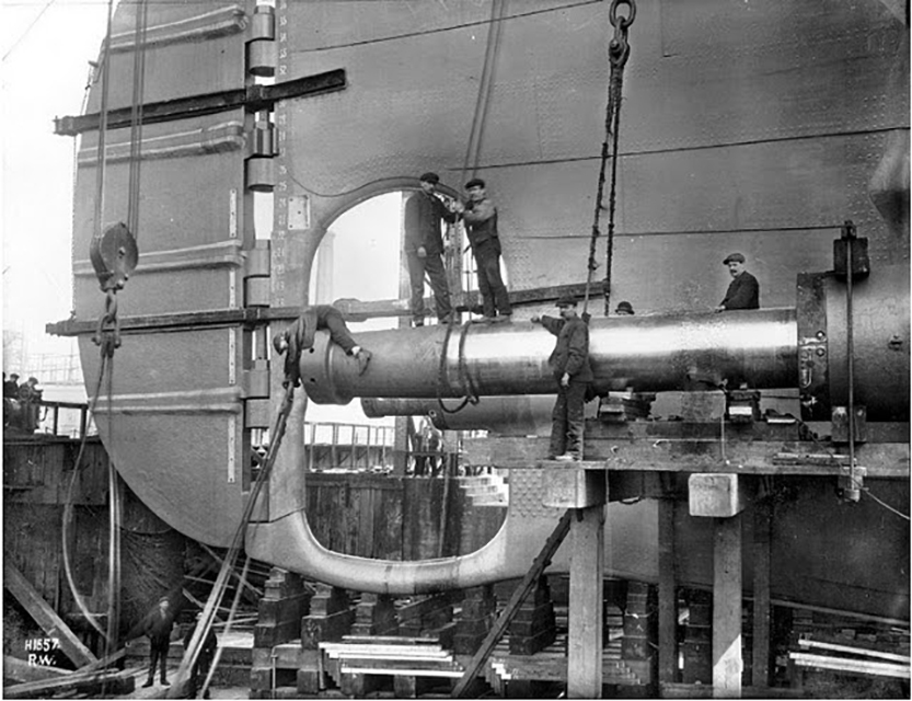 Installation of Propeller shafts Titanic