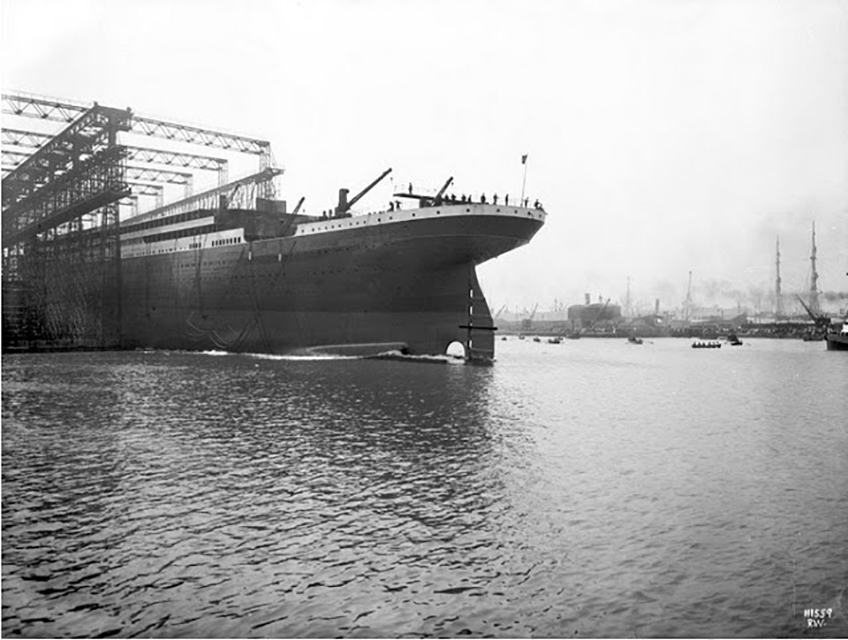 Titanic during launch on May 31 1911