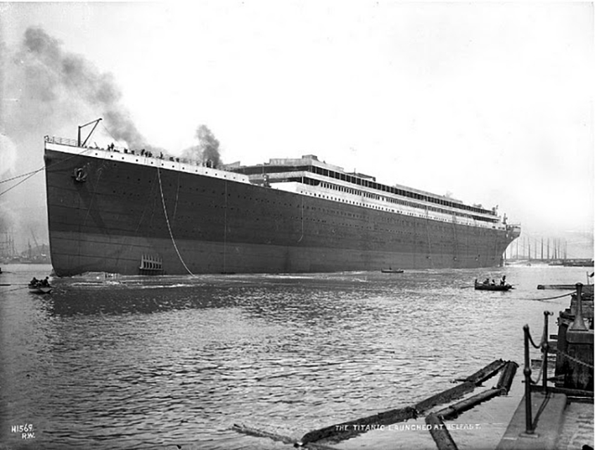 Titanic just after launch on May 31 1911