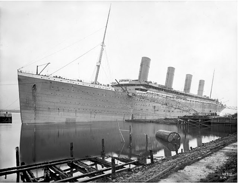 Titanic being outfitted