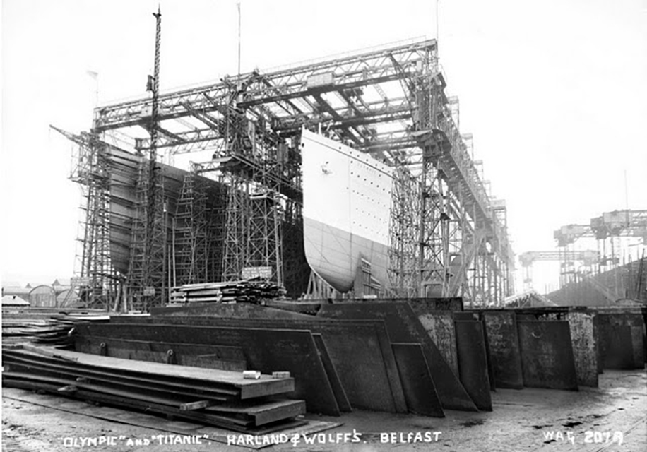 Exterior plating done on Olympic (Right) and Titanic