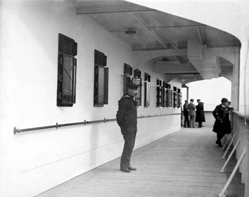 Crewman standing on watch on Titanic